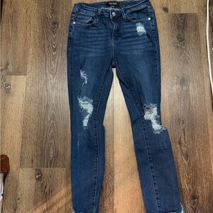 Judy Blue Distressed Dark Blue Skinny Jeans